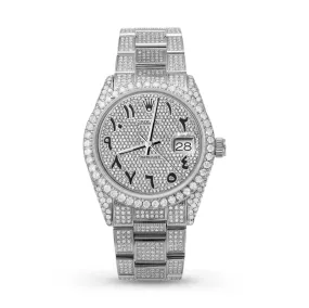 Rolex Datejust Diamond Bezel Watch 36mm Black Arabic Numeral Dial | 11ct