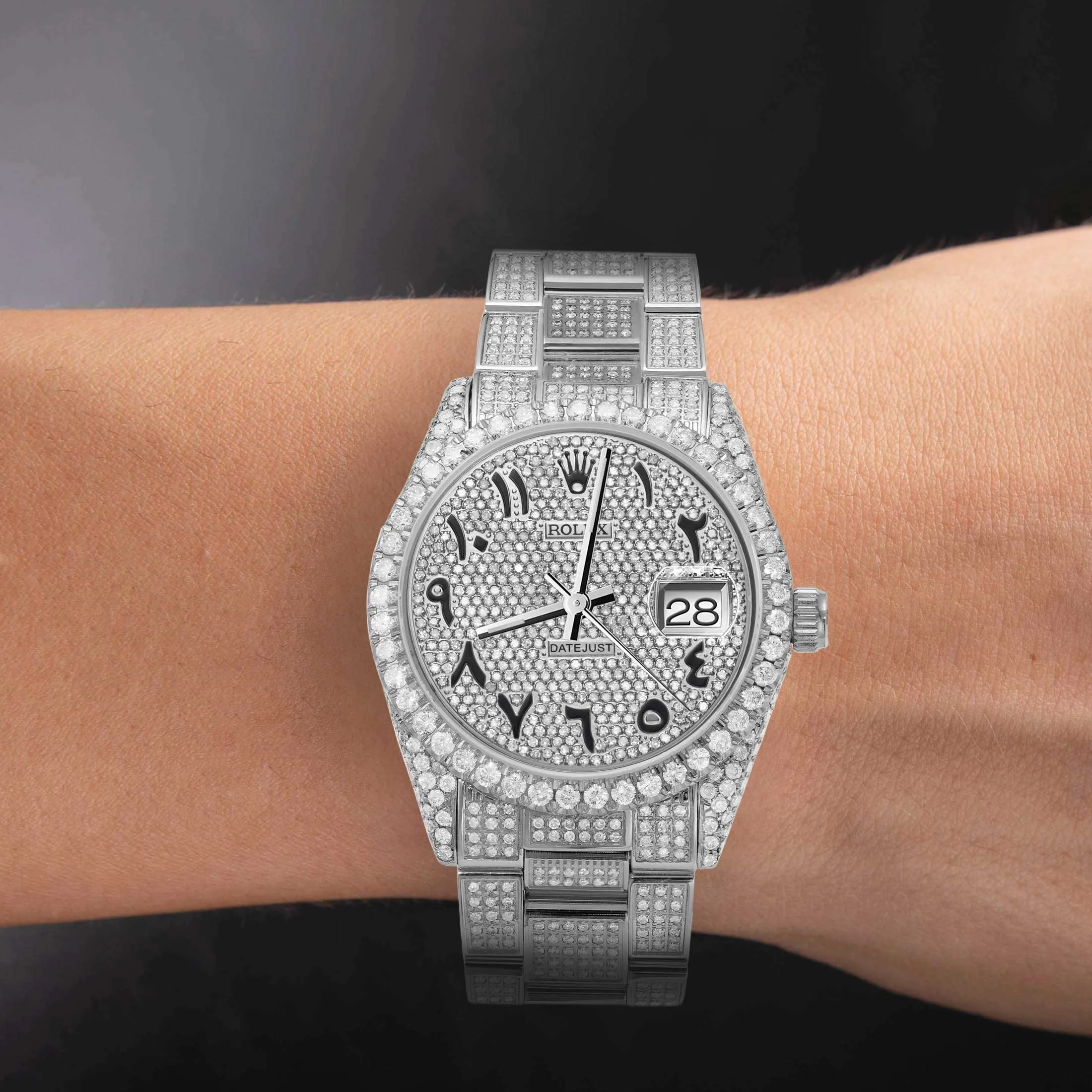 Rolex Datejust Diamond Bezel Watch 36mm Black Arabic Numeral Dial | 11ct