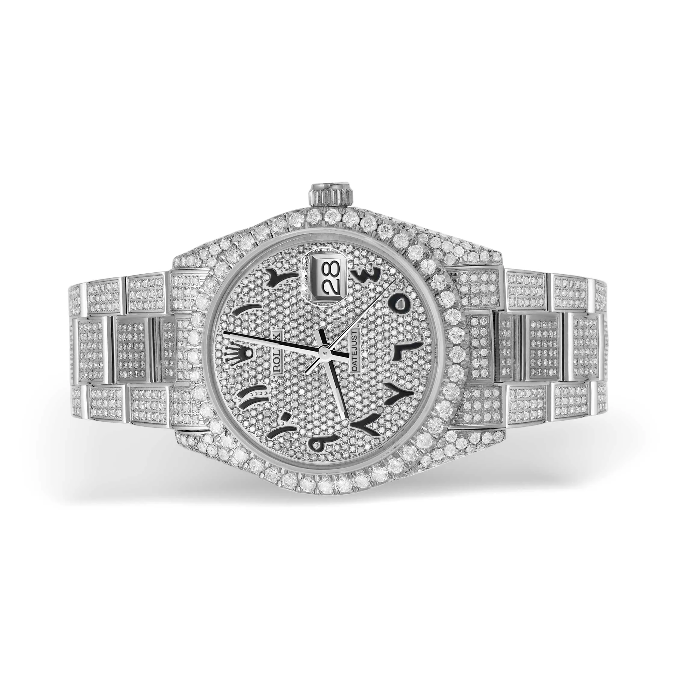 Rolex Datejust Diamond Bezel Watch 36mm Black Arabic Numeral Dial | 11ct