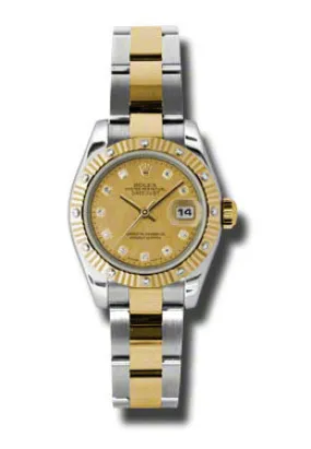 Rolex Lady Datejust 26 Champagne Dial Stainless Steel and 18K Yellow Gold Oyster Bracelet Automatic Watch 179313CGDMDO 179313CDO