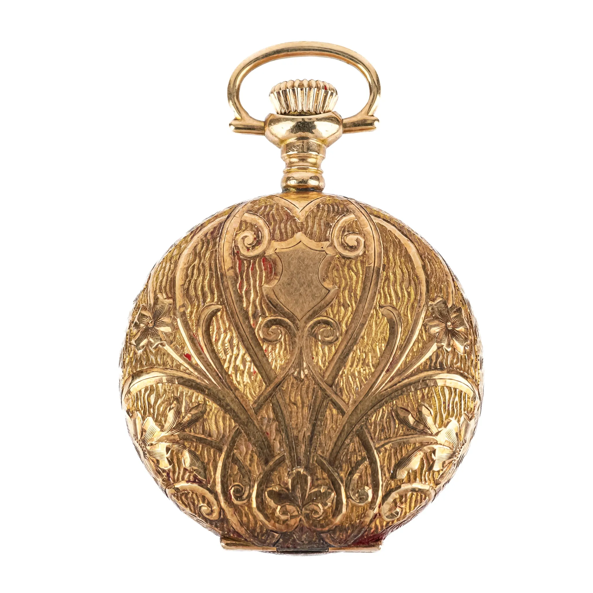 RYRIE BROS 14K Yellow Gold Art Nouveau Double Hunter Pocket Watch