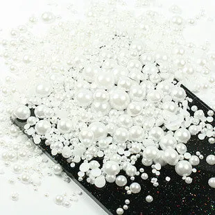 Sales!1000Pcs 50Gram Mixed 2-10mm Craft ABS Imitation Pearls Half Round Flatback Pearls Resin Scrapbook Beads For DIY Decoration