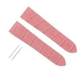 SCREW   20MM  LEATHER STRAP ALLIGATOR GRAIN FOR FIT 32MM CARTIER SANTOS 100 PINK