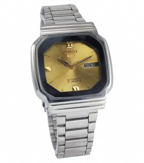 Seiko 5 Automatic 7019A 21 Jewels Golden Dial Men's Watch