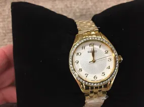 Seiko Gold Tone Crystal Women's Watch