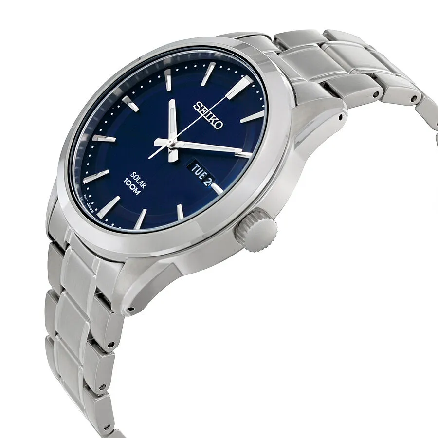Seiko Solar Blue Dial Stainless Steel Men's Watch SNE361
