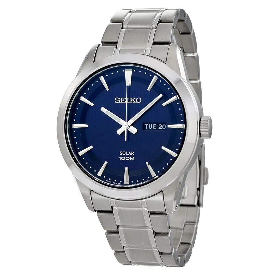 Seiko Solar Blue Dial Stainless Steel Men's Watch SNE361