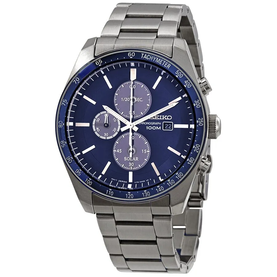 Seiko Solar Chronograph Quartz Blue Dial Men's Watch SSC719 SSC719P1