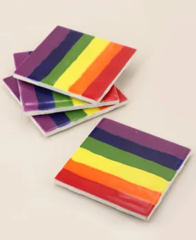 Set of 4 Glazed Tiles Pride Rainbow Coasters