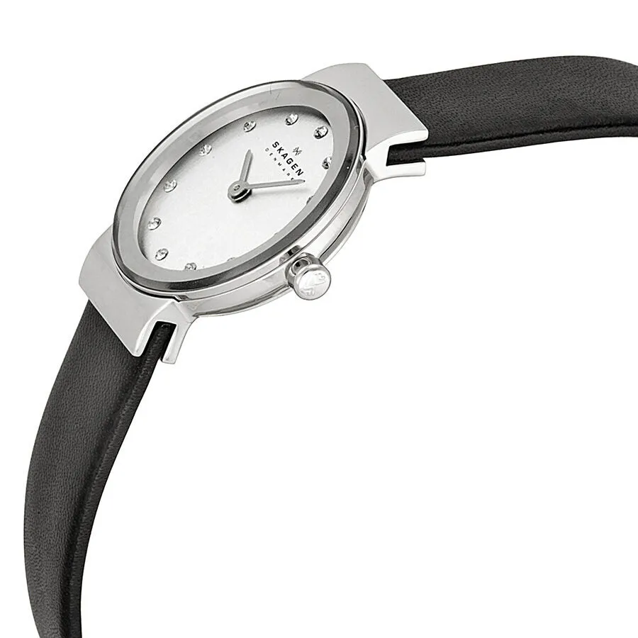 Skagen Ultra Slim Chrome Dial Swarovski Crystal Ladies Watch 358XSSLBC