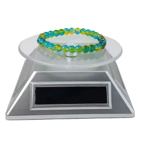 Solar & Battery Power 360 Degree Rotating Display Stands (1 PC) Silver Color 4x2 Inch Plate Dia 3.25 Inch For Watches Jewellery Bracelets Rings Phones