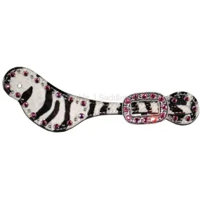 SS97 - Zebra Cowhide Crystal Spur Straps