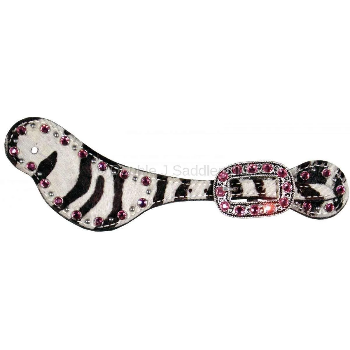 SS97 - Zebra Cowhide Crystal Spur Straps