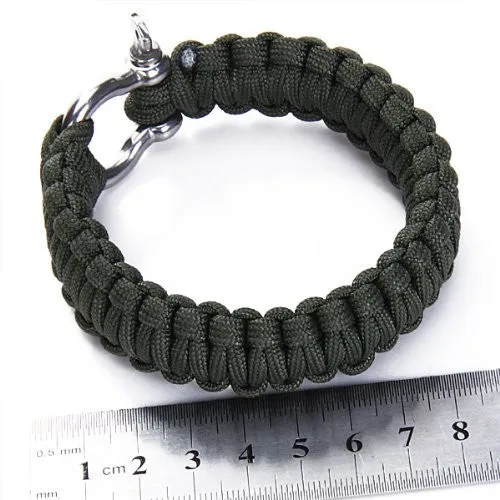 Survival Bracelet with Stainless Steel Bow Shackle Paracord BucklesTravel Kit Survival Tool For Camping