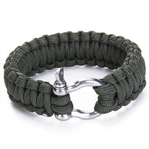 Survival Bracelet with Stainless Steel Bow Shackle Paracord BucklesTravel Kit Survival Tool For Camping