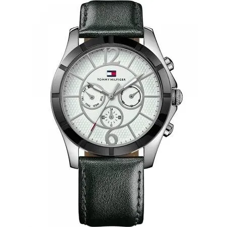 Tommy Hilfiger Multi-Function White Dial Black Leather Men's Watch 1781144