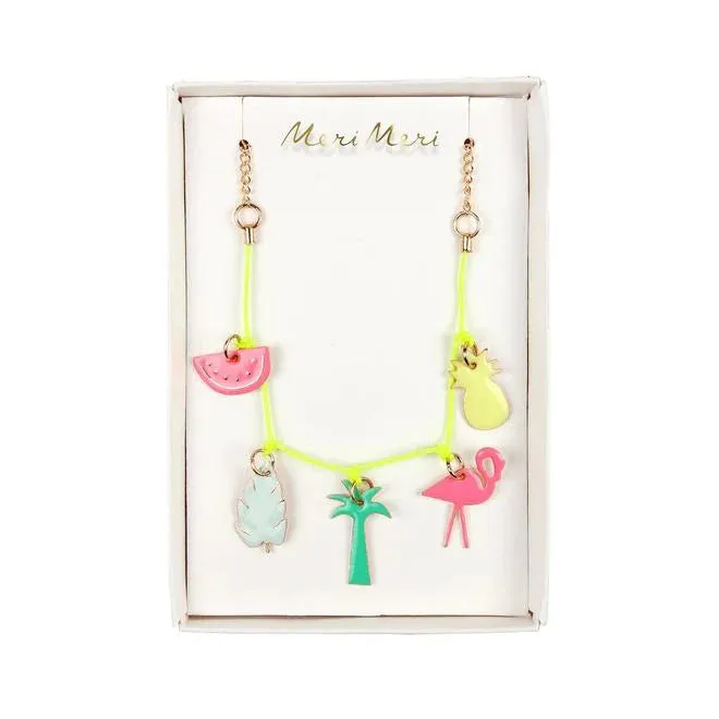 Tropical Enamel Charm Necklace