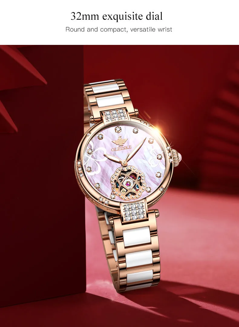Women's Automatic Mechanical Stainless steel Strap Waterproof Watch