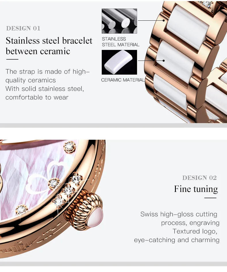 Women's Automatic Mechanical Stainless steel Strap Waterproof Watch