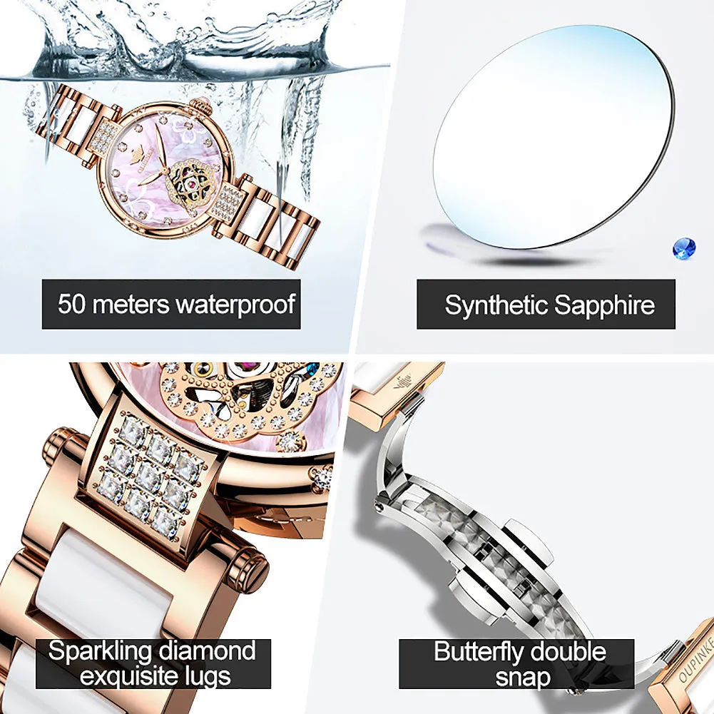 Women's Automatic Mechanical Stainless steel Strap Waterproof Watch