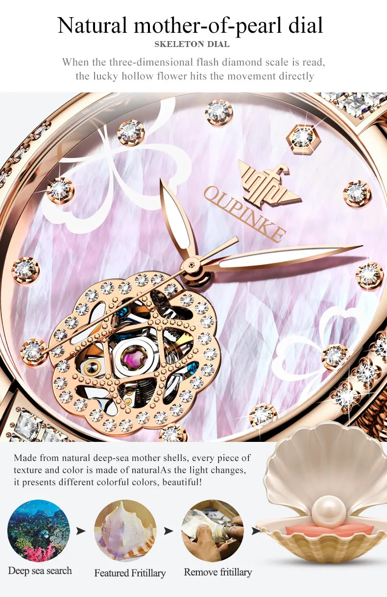 Women's Automatic Mechanical Stainless steel Strap Waterproof Watch