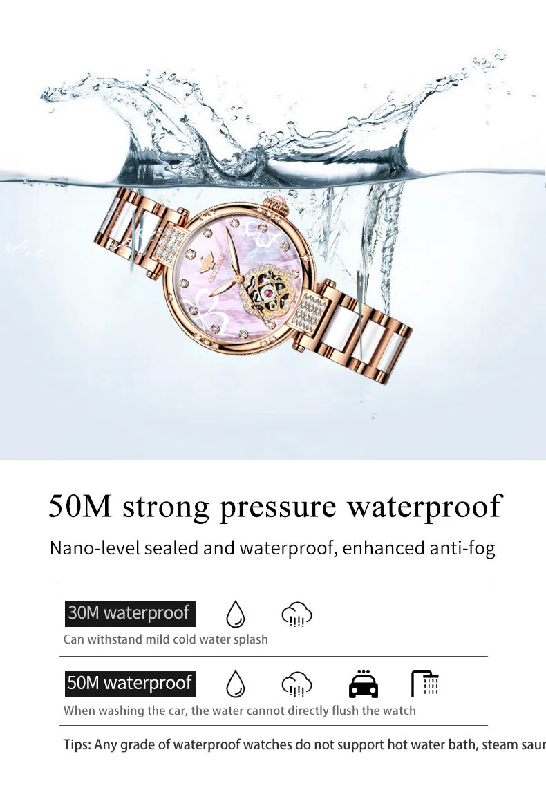Women's Automatic Mechanical Stainless steel Strap Waterproof Watch