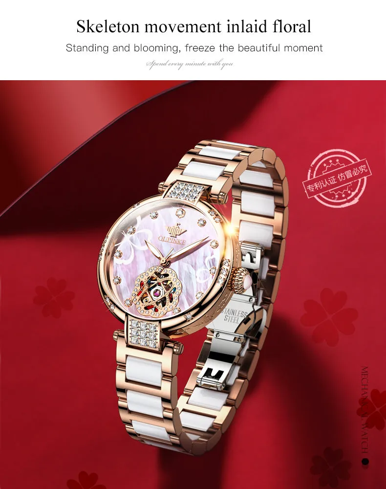 Women's Automatic Mechanical Stainless steel Strap Waterproof Watch