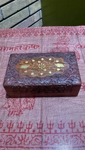 Wooden Brass Elephant Inlay Box (XL)