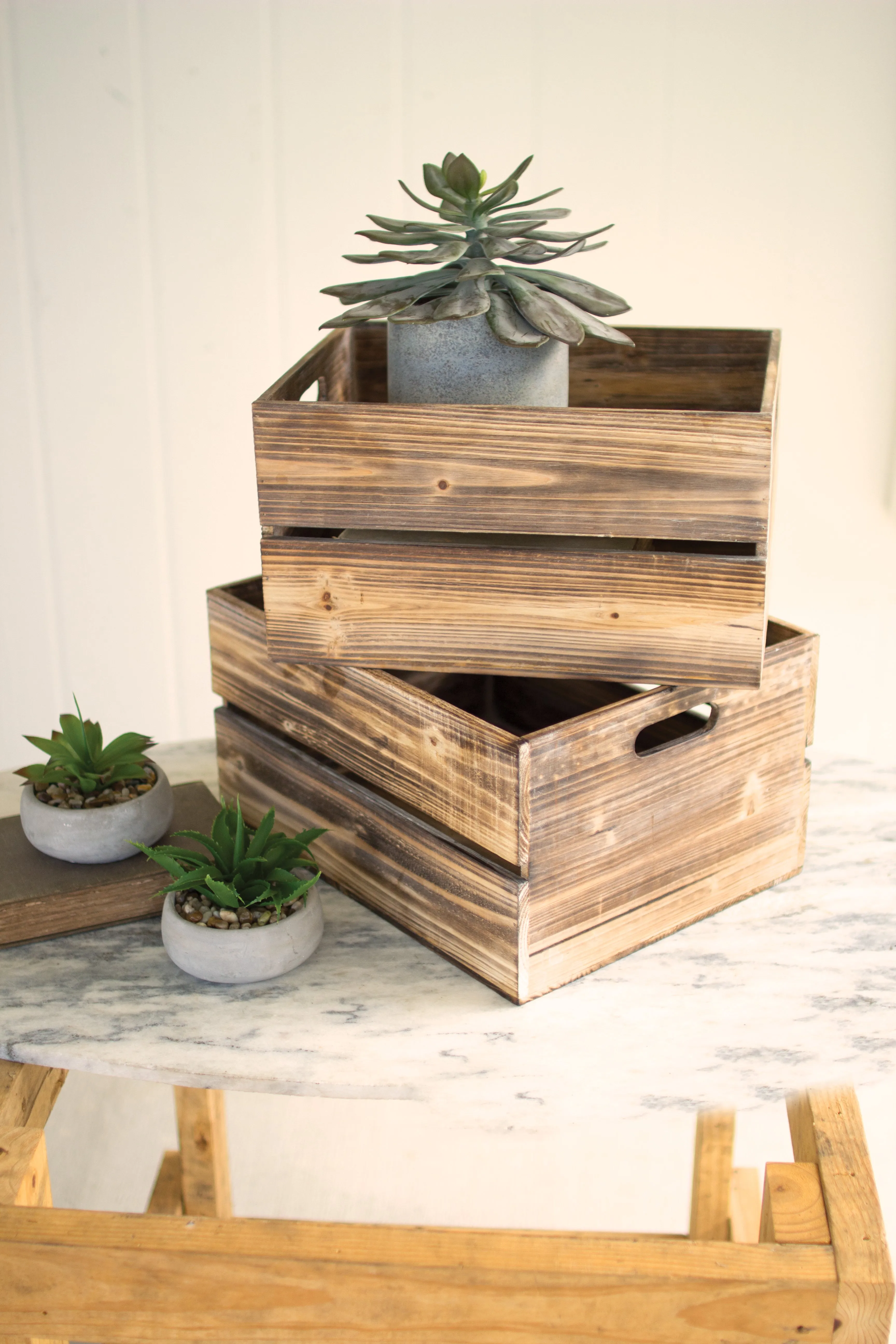 Wooden Slatted Boxes
