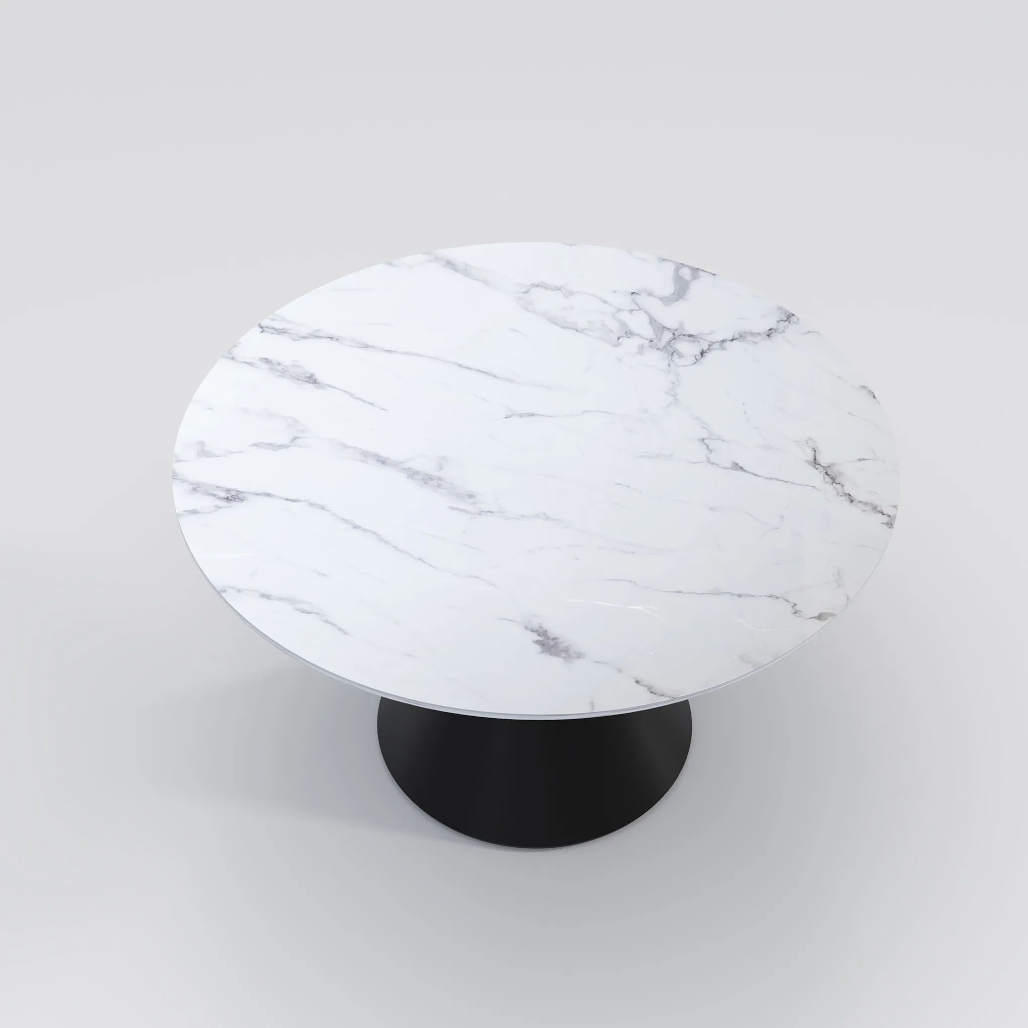 Wynot Ceramic/Marble Round Dining Table/Lazy Susan/ Black Steel Base