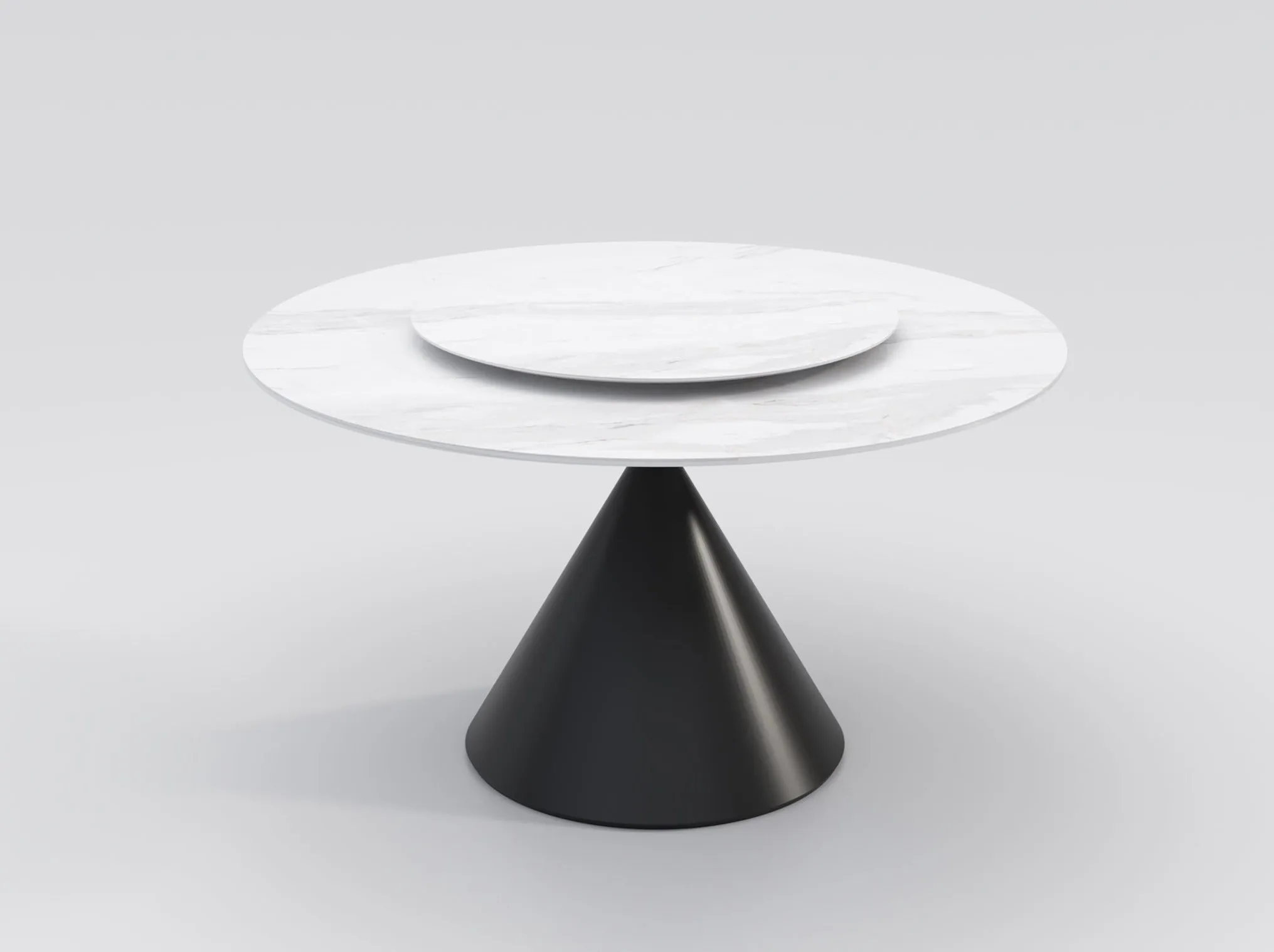 Wynot Ceramic/Marble Round Dining Table/Lazy Susan/ Black Steel Base
