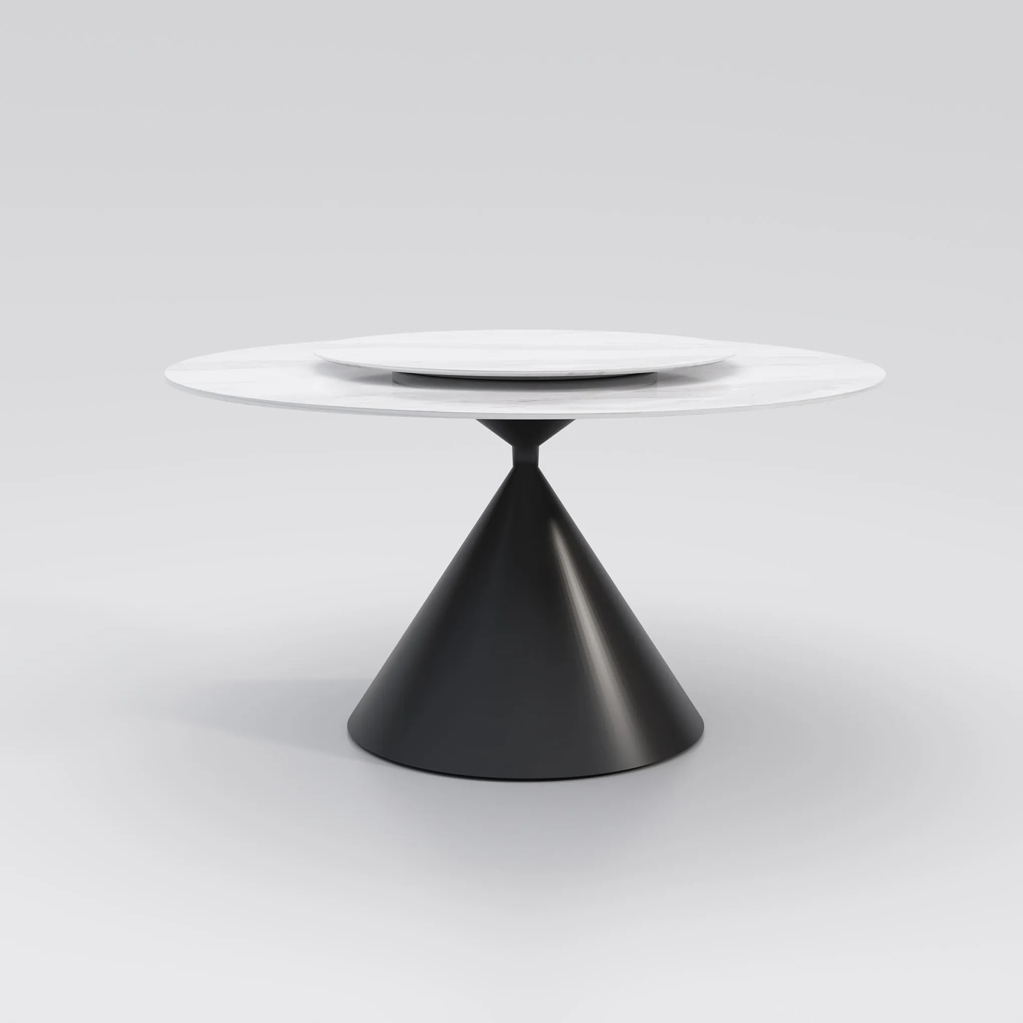 Wynot Ceramic/Marble Round Dining Table/Lazy Susan/ Black Steel Base