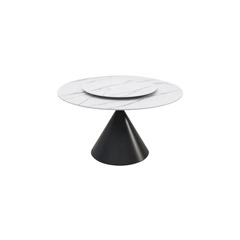 Wynot Ceramic/Marble Round Dining Table/Lazy Susan/ Black Steel Base