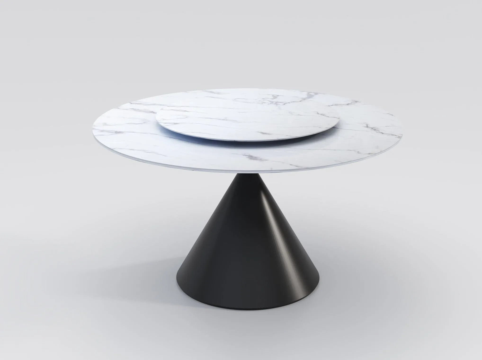 Wynot Ceramic/Marble Round Dining Table/Lazy Susan/ Black Steel Base