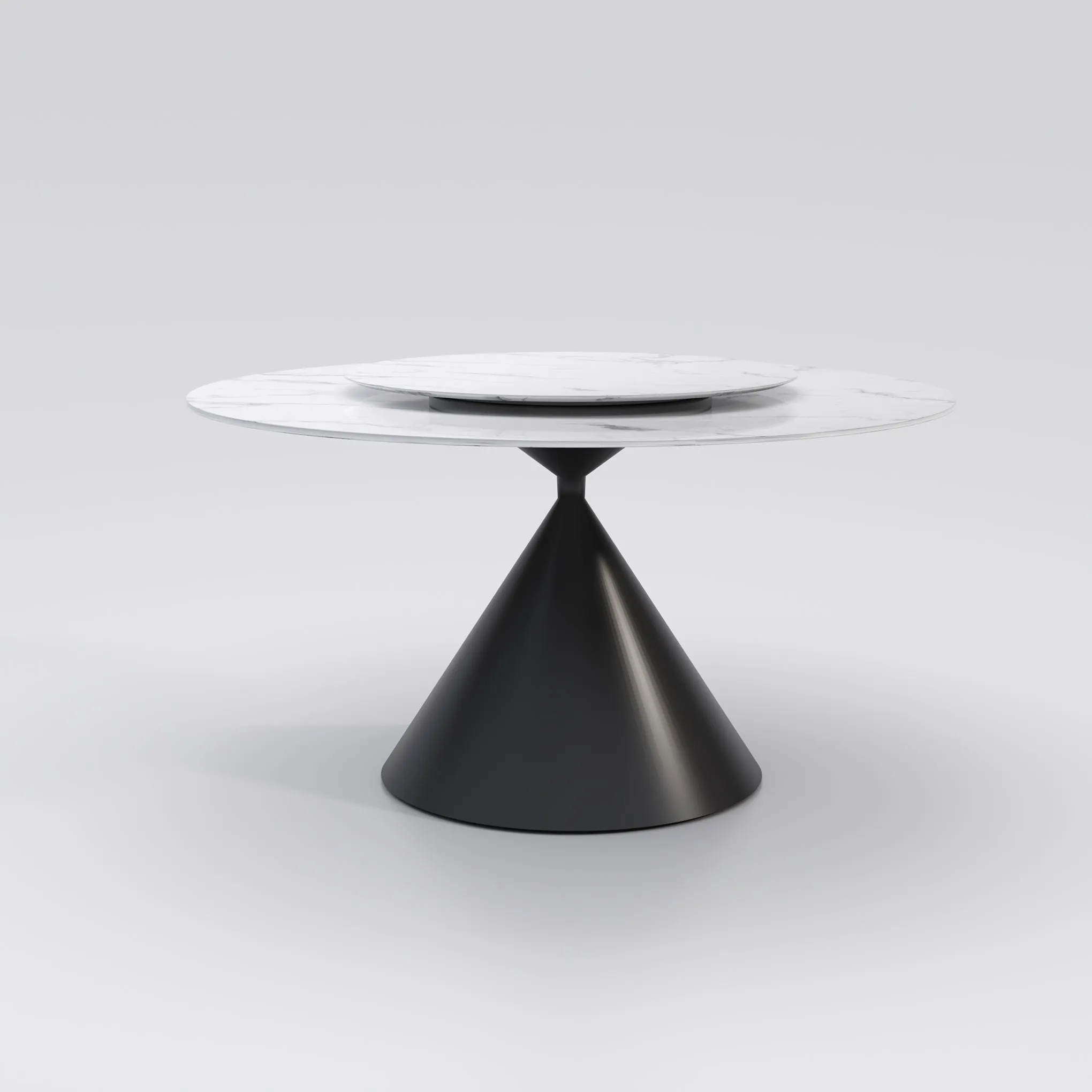 Wynot Ceramic/Marble Round Dining Table/Lazy Susan/ Black Steel Base