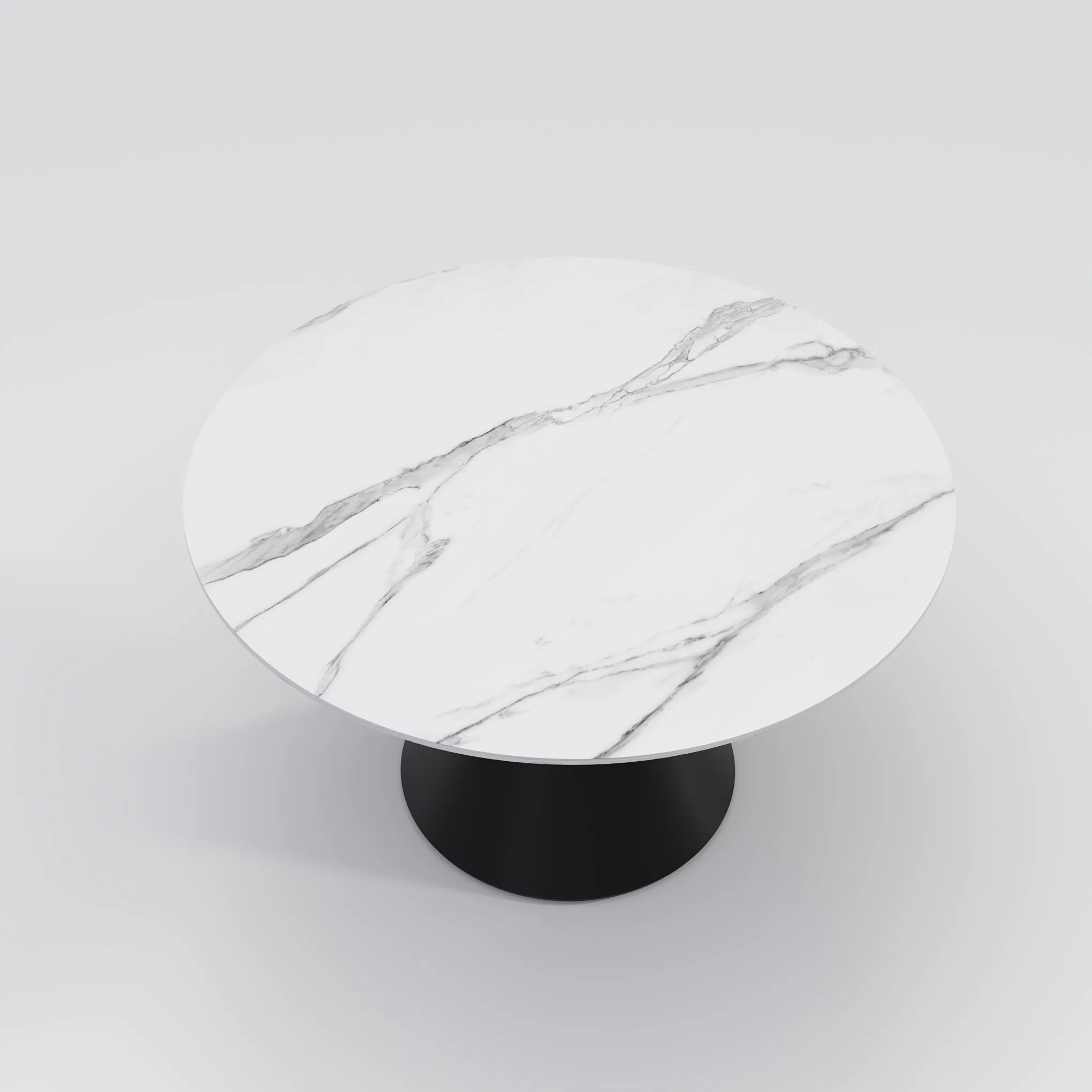 Wynot Ceramic/Marble Round Dining Table/Lazy Susan/ Black Steel Base