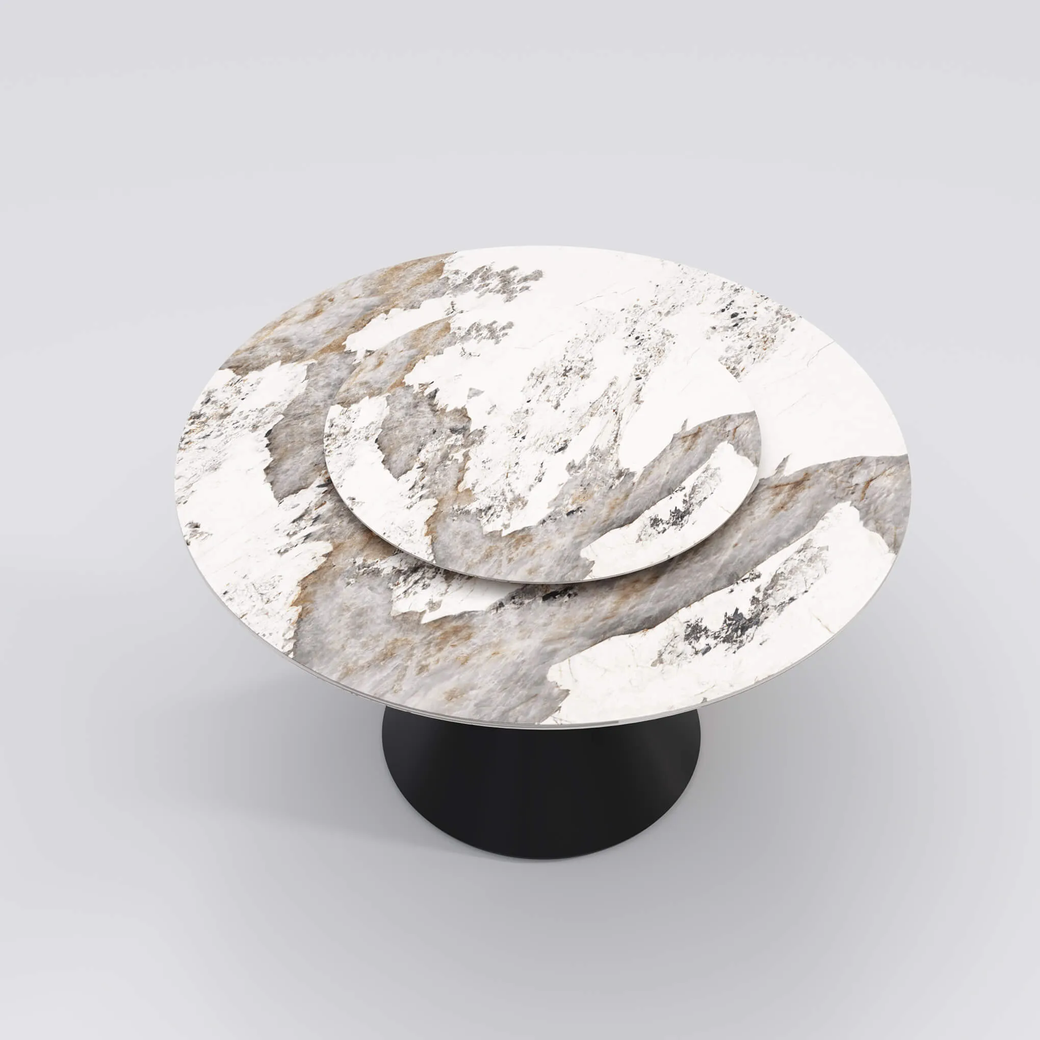 Wynot Ceramic/Marble Round Dining Table/Lazy Susan/ Black Steel Base