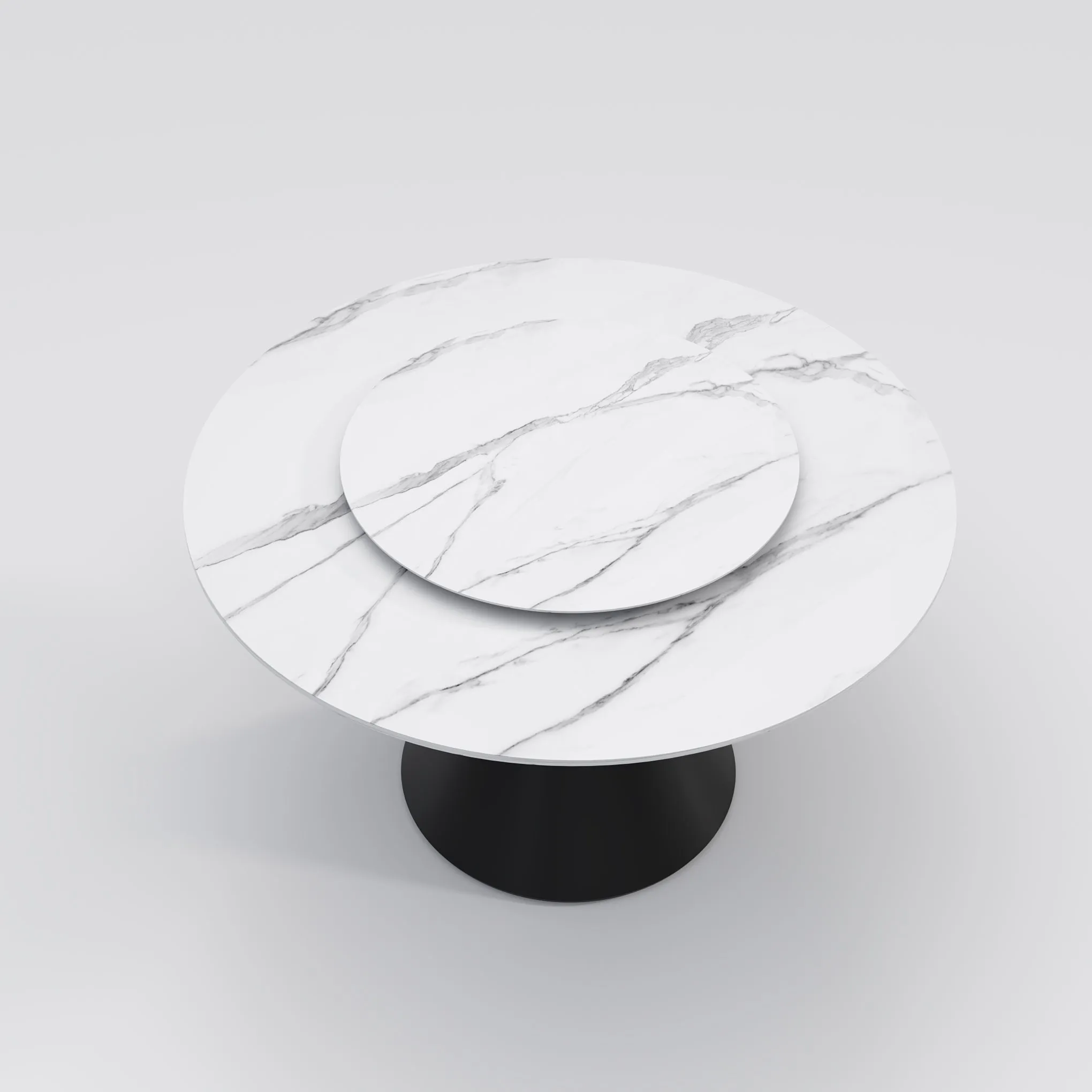 Wynot Ceramic/Marble Round Dining Table/Lazy Susan/ Black Steel Base