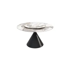 Wynot Ceramic/Marble Round Dining Table/Lazy Susan/ Black Steel Base