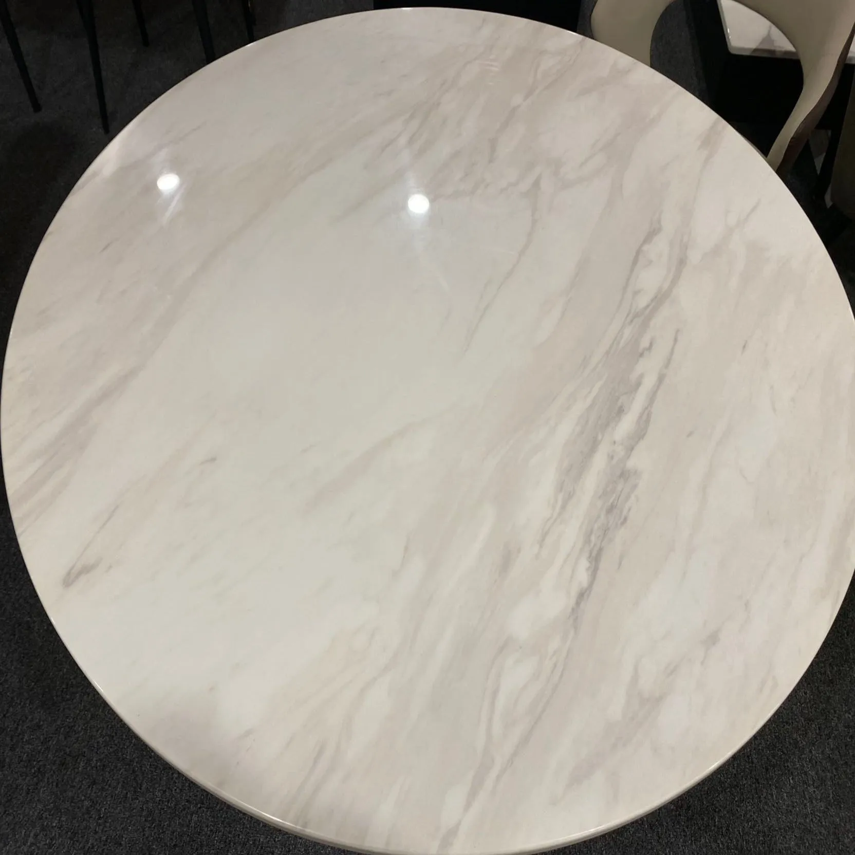 Wynot Ceramic/Marble Round Dining Table/Lazy Susan/ Black Steel Base