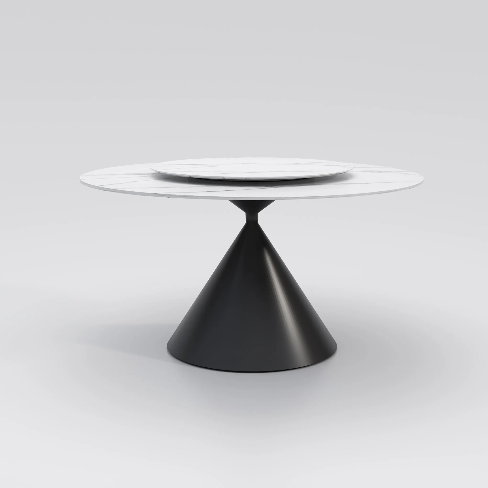 Wynot Ceramic/Marble Round Dining Table/Lazy Susan/ Black Steel Base