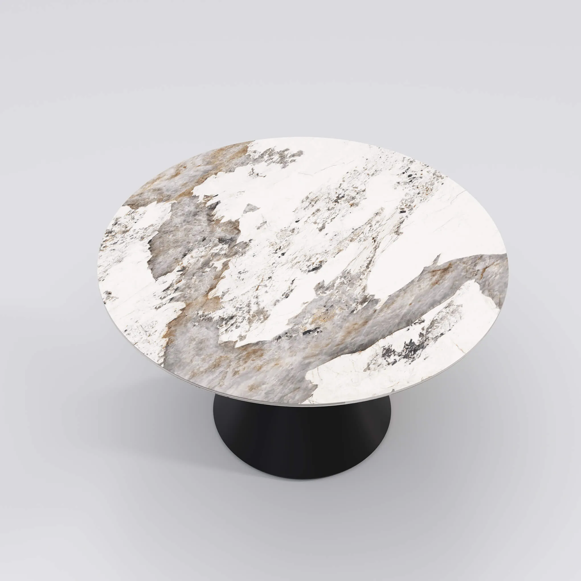 Wynot Ceramic/Marble Round Dining Table/Lazy Susan/ Black Steel Base