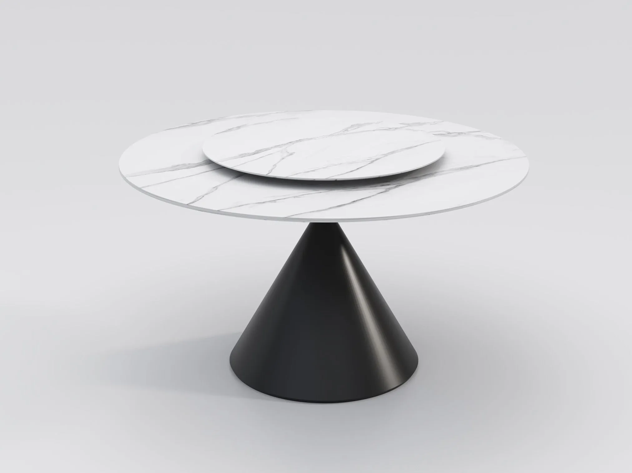 Wynot Ceramic/Marble Round Dining Table/Lazy Susan/ Black Steel Base