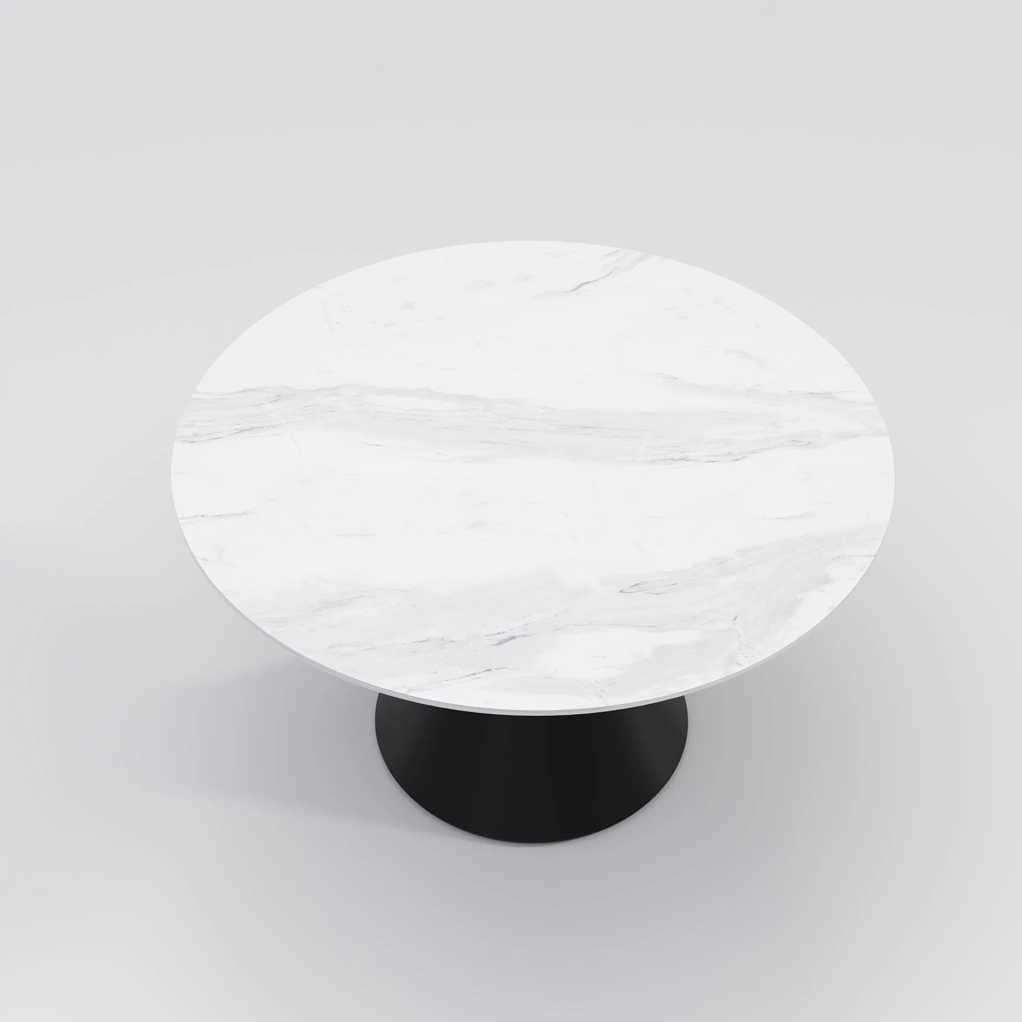 Wynot Ceramic/Marble Round Dining Table/Lazy Susan/ Black Steel Base