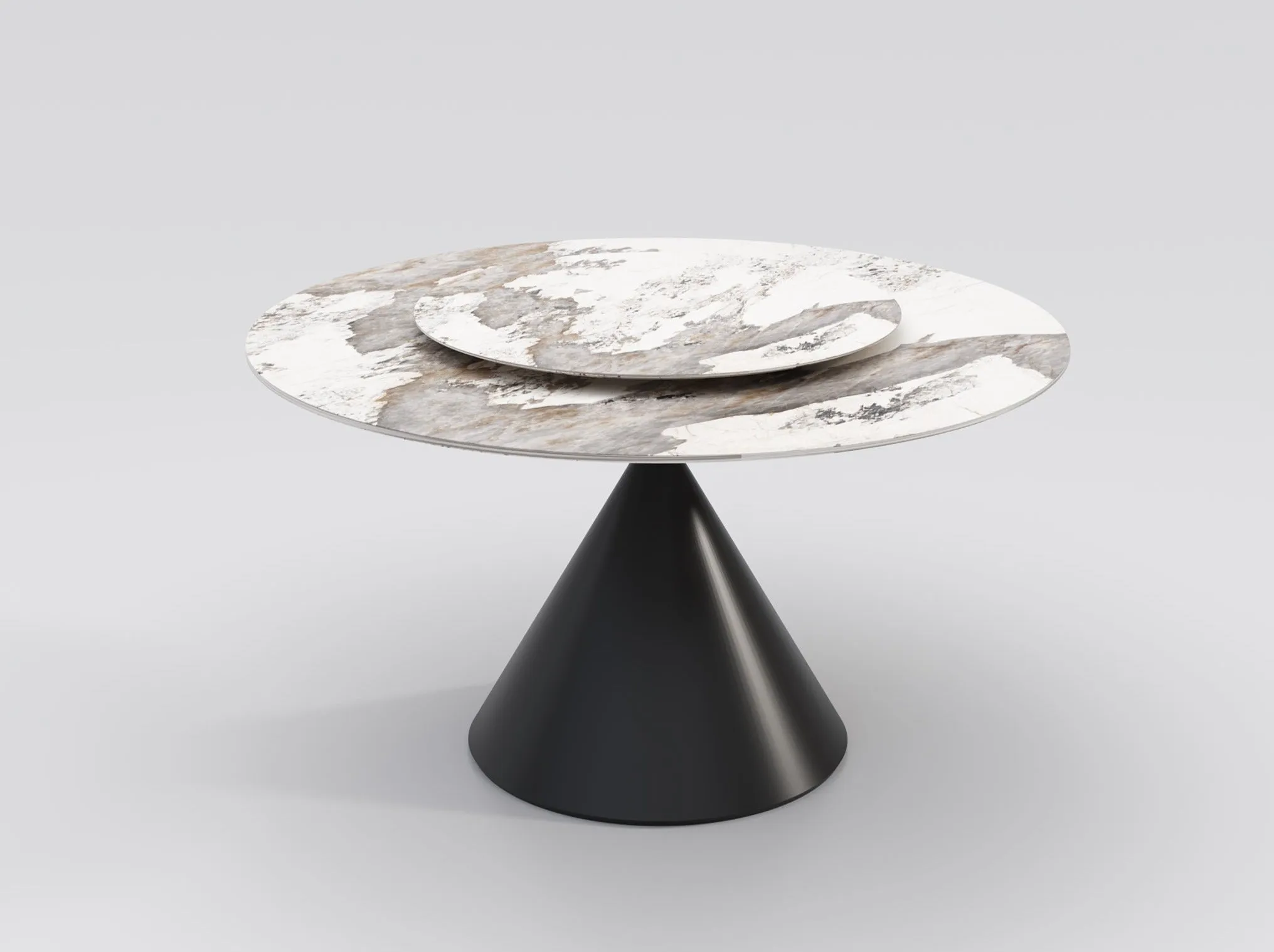 Wynot Ceramic/Marble Round Dining Table/Lazy Susan/ Black Steel Base