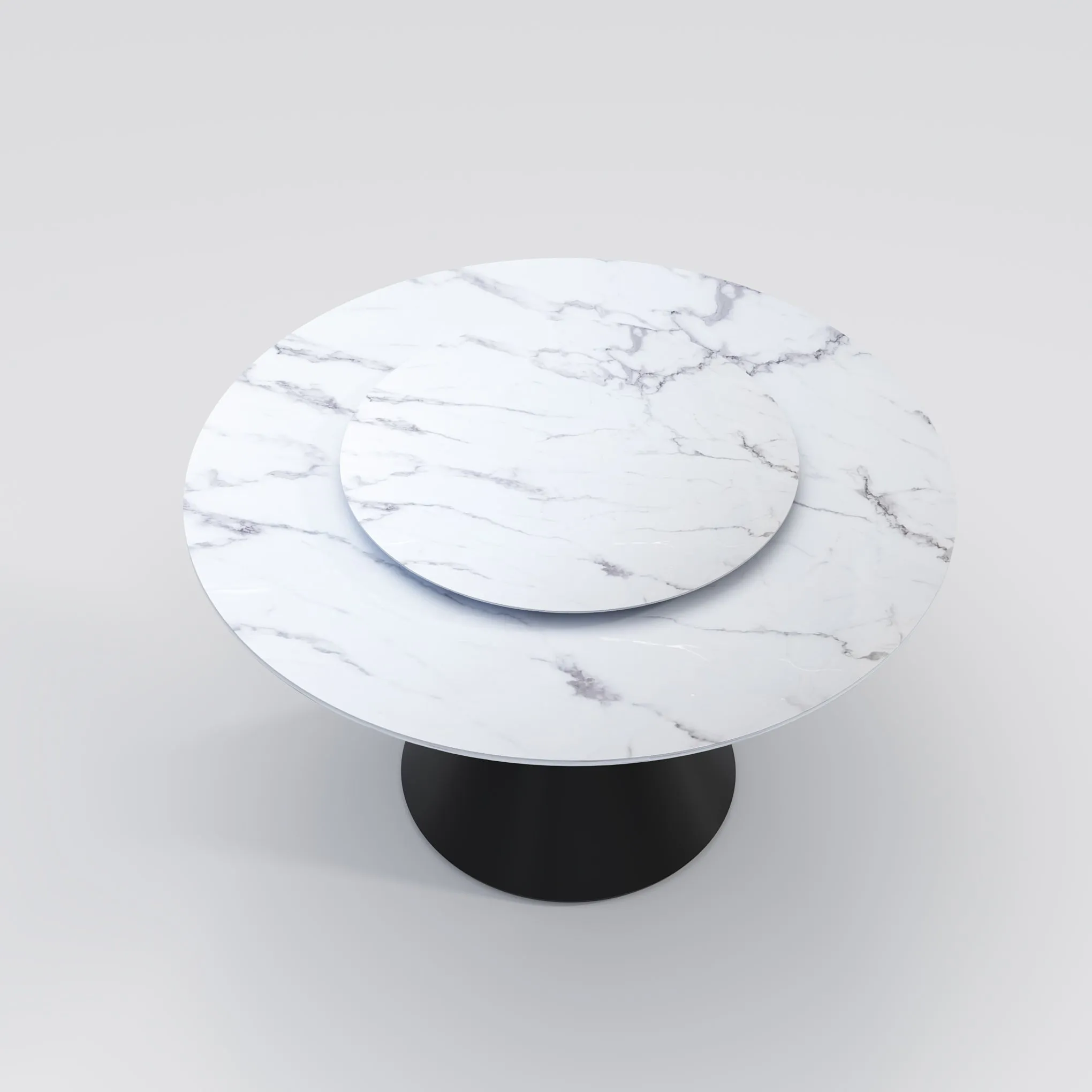 Wynot Ceramic/Marble Round Dining Table/Lazy Susan/ Black Steel Base