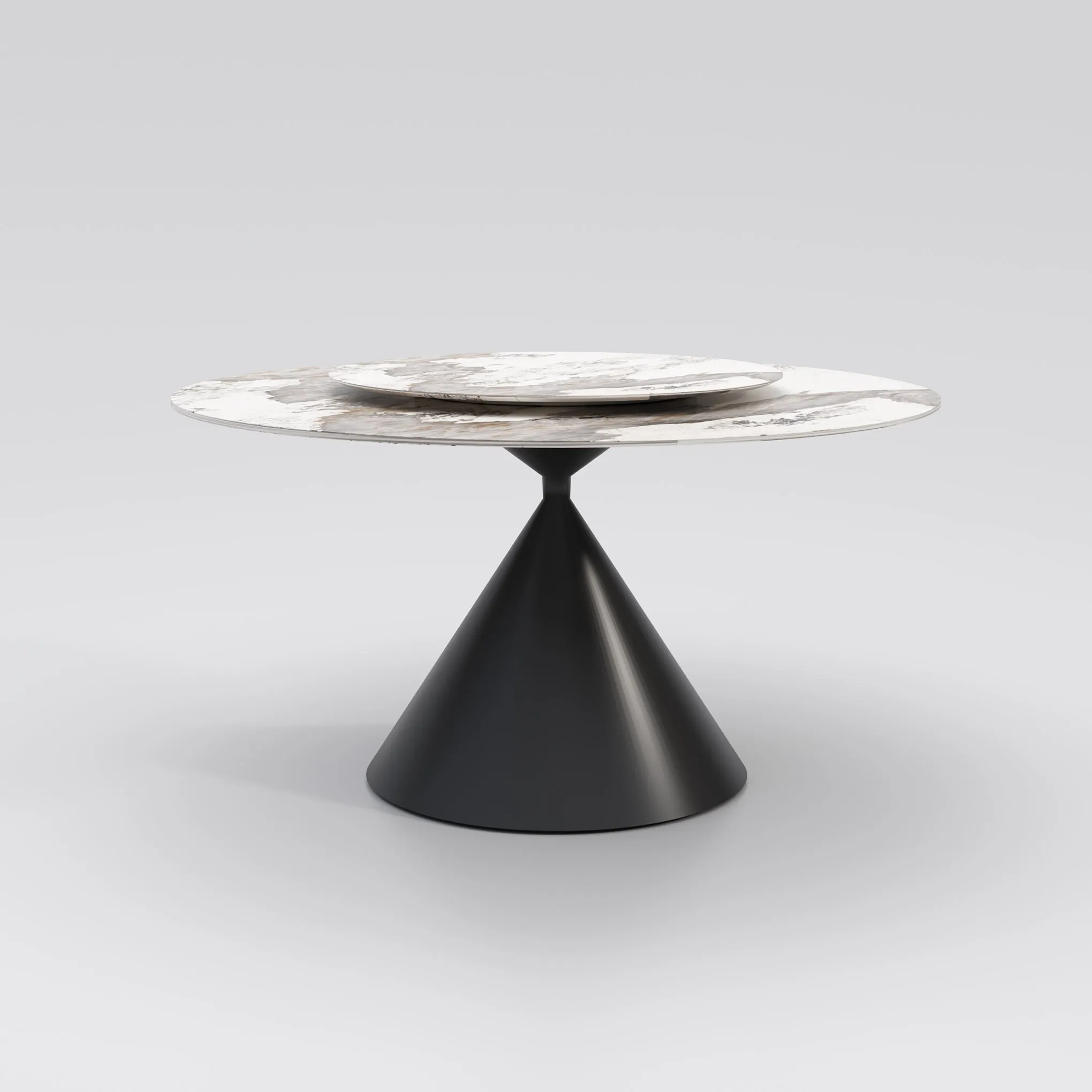 Wynot Ceramic/Marble Round Dining Table/Lazy Susan/ Black Steel Base