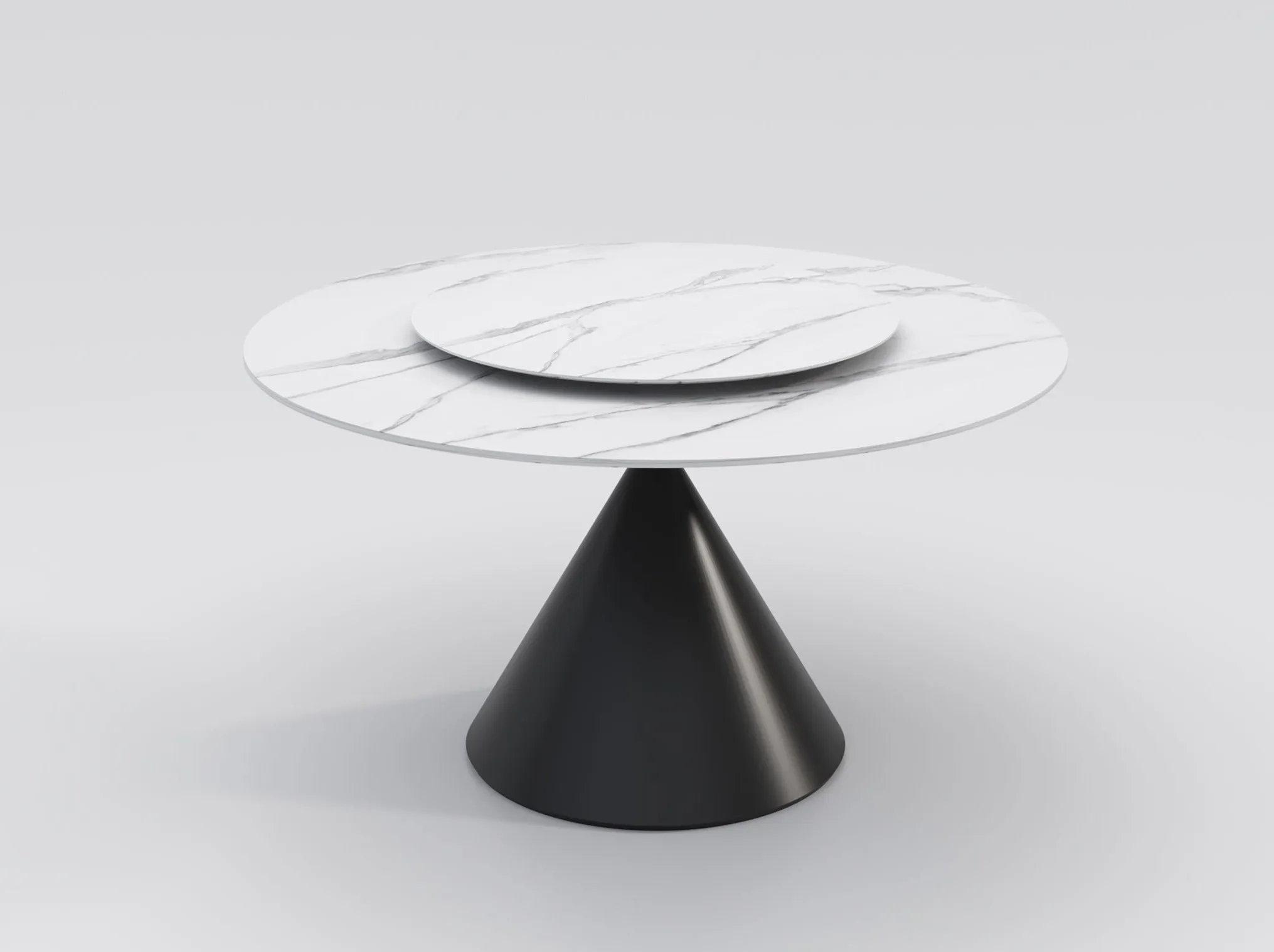 Wynot Ceramic/Marble Round Dining Table/Lazy Susan/ Black Steel Base