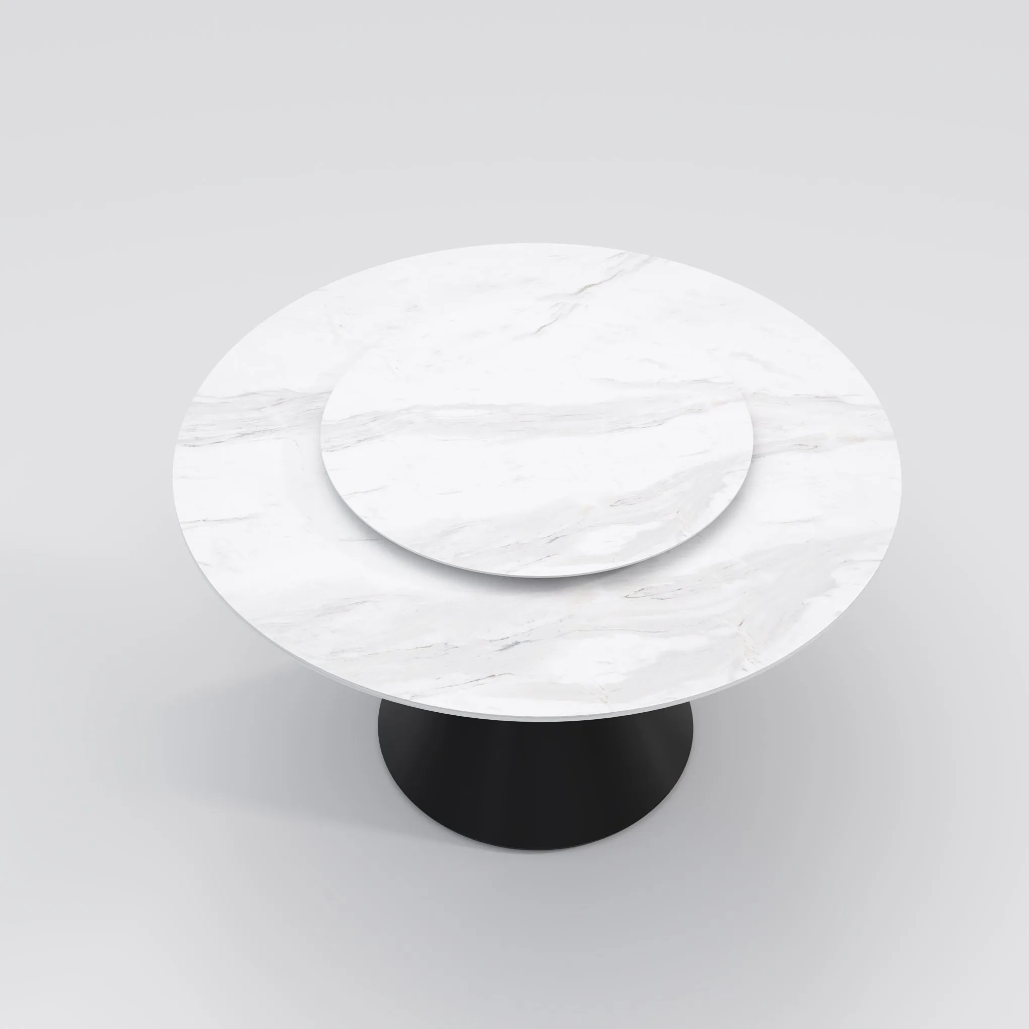 Wynot Ceramic/Marble Round Dining Table/Lazy Susan/ Black Steel Base