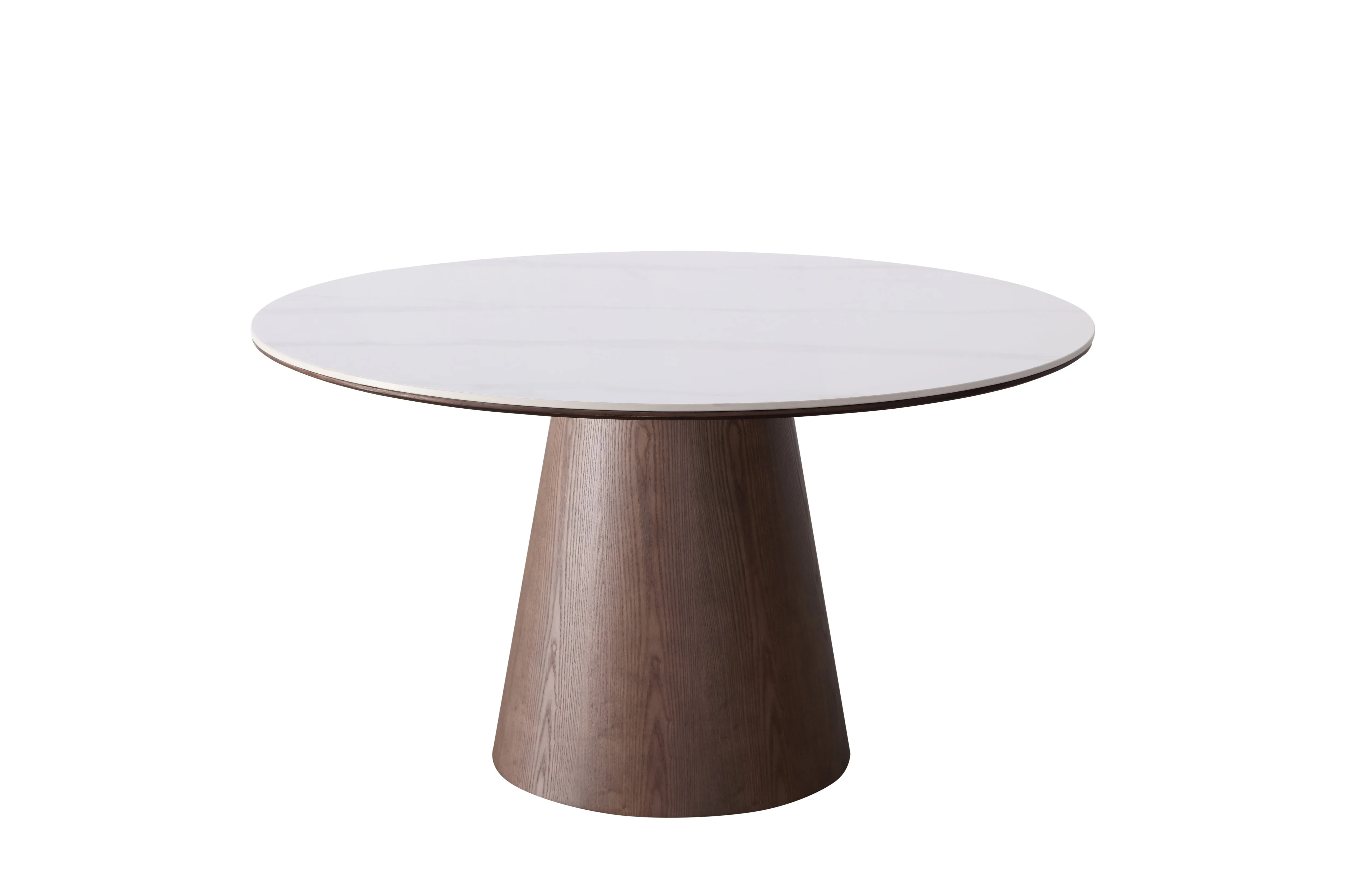 Yodie Ceramic Round Dining Table/Lazy Susan/Solid Timber Base/Glossy Fish-belly White Top